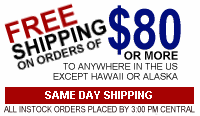 We offer free UPS Ground shipping on all orders of  or more shipped anywhere in the US (except HI and AK).