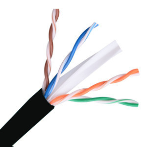 101164BK - CAT6E 550MHz Cable, 4 Pair, UTP, Riser Rated (CMR), Solid Bare Copper - Black - 1000ft