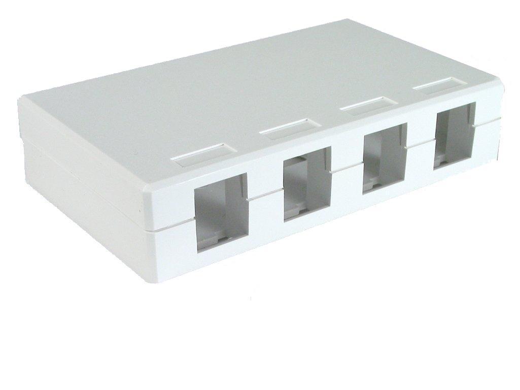 102304D/WH - 4-Port Keystone Surface Mount Box (Suitable for 8-in-a-row Jacks) - White