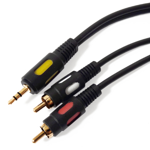 501508/06 - Premium 3.5mm Stereo Male to (2) RCA Stereo Male Cable - Bare Copper Conductors - Gold Plated - 6ft