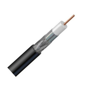 140117 - RG6 Coax Cable, 3GHz, Dual Shield, Riser (CMR), Solid Bare Copper Conductor,  Black - 1000ft