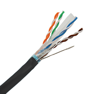 101169BK - CAT6A 10G 750MHz Cable, 4 Pair, FTP (Shielded), Riser Rated (CMR), Solid Bare Copper - Black - 1000f