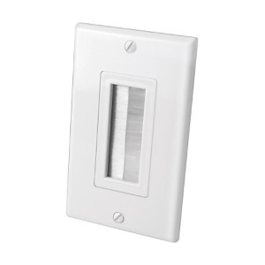 102080WH - Bulk Cable Wall Plate with Bristle Opening - White