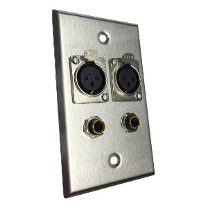 3W3020SS - Stainless Steel Audio Wall Plate - (2) XLR Female + (2) 1/4" Female