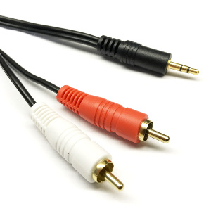 501509/01.5 - 3.5mm Stereo Male to (2) RCA Stereo Male Cable - Gold Plated - 1.5ft